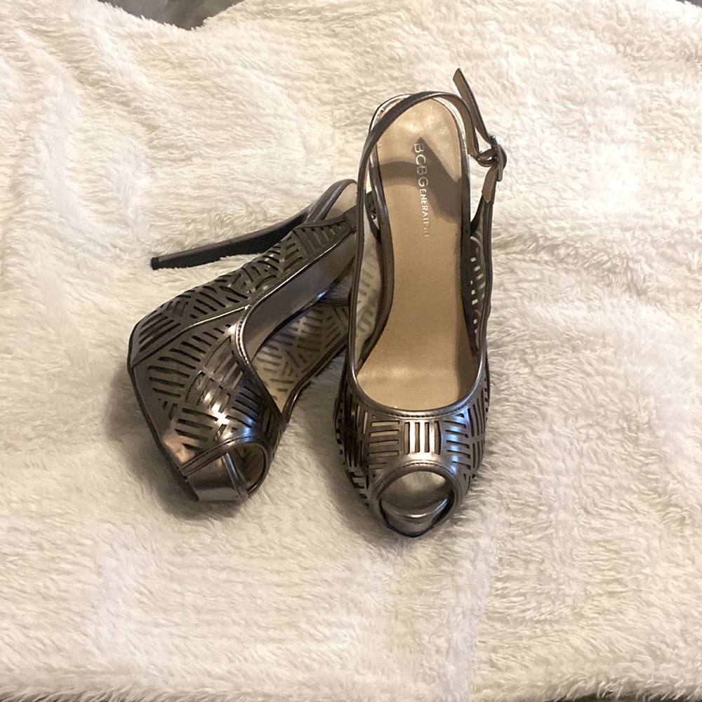 Silver Retro Aztec Heels